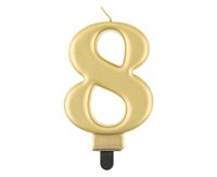 Świeczka na tort cyfra 8 złota metaliczna