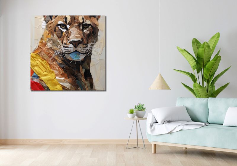 Obraz 100x100cm Papierowy Tygrys zdjęcie 2