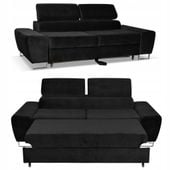Sofa kanapa Bosso salon Family meble czarny welur reg zagłówek