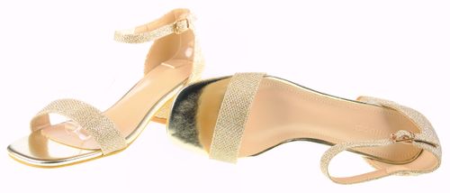 Sandały na obcasie słupku 4,5 cm. złote brokatowe Rozmiar obuwia - 38 na Arena.pl