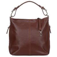 VERA PELLE torebka damska skórzana worek z paskiem V495 brązowa