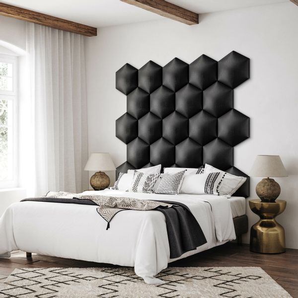 Panel Tapicerowany Eko Skóra Hexagon Grafitowy 35cm x 40cm zdjęcie 5