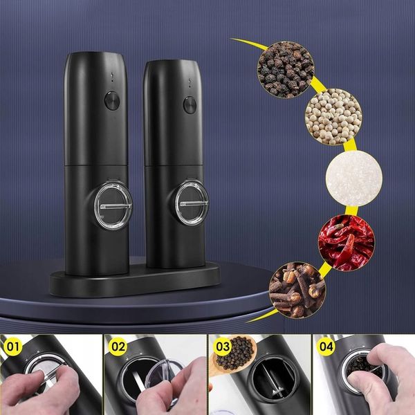 USB ŁADOWANIE ELEKTRYCZNY MŁYNKÓW DO SOLI I PIEPRZU, 2X MŁYNEK DO PRZYPRAW zdjęcie 13