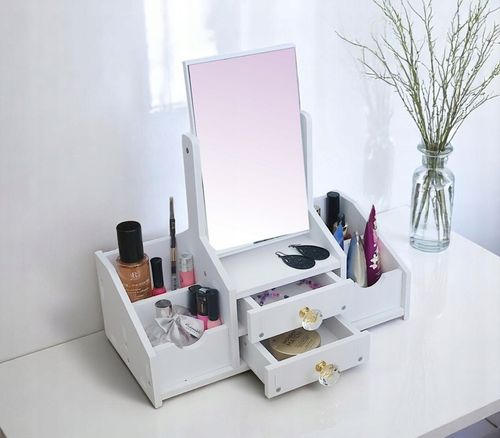 TOALETKA Z LUSTREM ORGANIZER PRZYBORNIK NA BIURKO DO MAKIJAŻU na Arena.pl