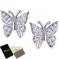 Kolczyki srebrne motylki wkrętki dla dziewczynki kolczyki sztyfty srebro