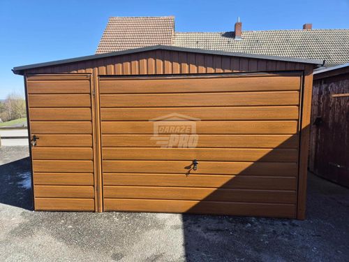 Garaż blaszany 4x6m brama uchylna drzwi 2x okno rynny dach GP584 na Arena.pl
