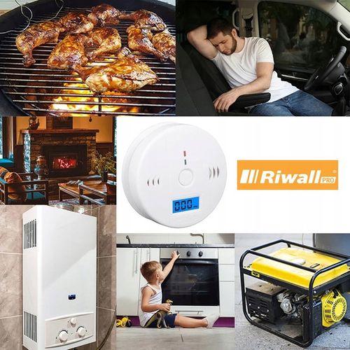 CZUJNIK CZUJKA CZADU TLENKU WĘGLA - CO- BEZPRZEWODOWY GŁOŚNY RIWALL RCC-01 na Arena.pl