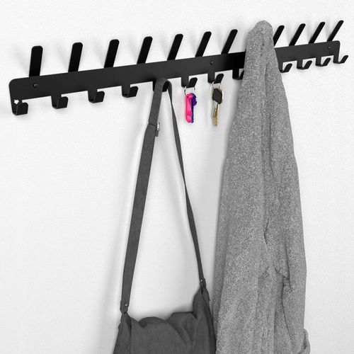 Wieszak Na Ubrania Ścienny Klucze Wiszący Na Ręczniki 25 Haków Czarny na Arena.pl