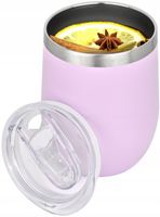 KUBEK TERMICZNY DO YERBA MATE WINA STALOWY BIUROWY Z POKRYWKĄ 300 ML RÓŻOWY