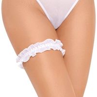 Biała podwiązka zdobiona cyrkoniami SoftLine 7406 S-L (uniwersalny)