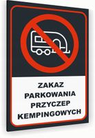 Tabliczka znak informacyjny 30x20 Antracyt ZAKAZ PARKOWANIA PRZYCZEP Dibond