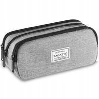 Piórnik szkolny duży trzykomorowy saszetka do szkoły szary pojemny ZAGATTO