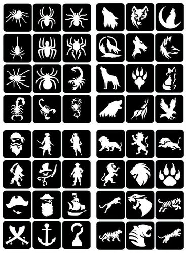 Szablony do tatuaży brokatowych, Tatuaże brokatowe - mix 100 sztuk na Arena.pl