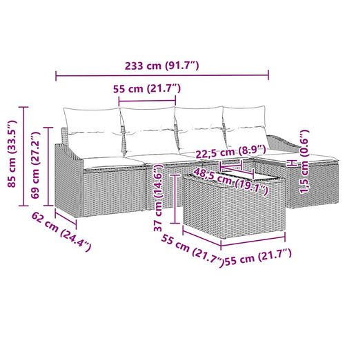 Zestaw Sof na Ogród 6 pcs Beżowy Polirattan na Arena.pl