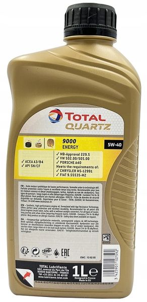 OLEJ TOTAL 5W-40 QUARTZ 9000 1L ENERGY zdjęcie 13