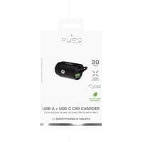 Ładowarka samochodowa USB-C USB-A PD - czarna