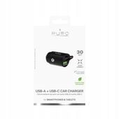 Ładowarka samochodowa USB-C USB-A PD - czarna