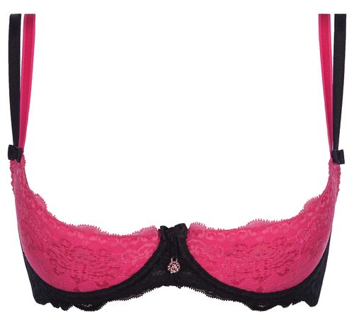 Biustonosz/Bra V-7741 Raspberry pudding Czarno-Różowy 80B na Arena.pl