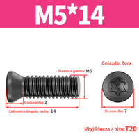 Śruba mocująca TORX Klasa 12.9 Rozmiar: M5x14