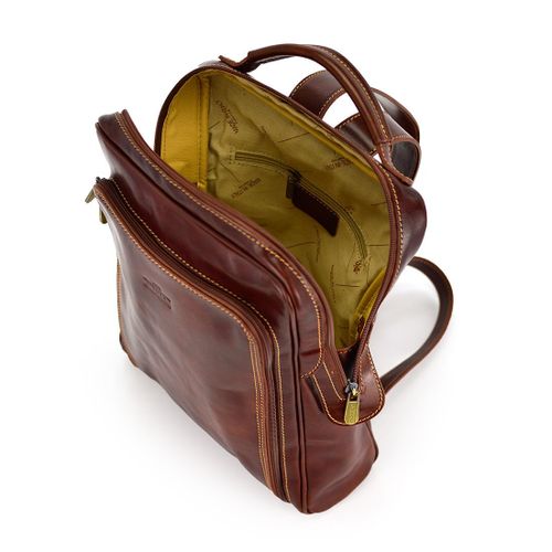 Duży Miejski pojemny plecak z prawdziwej skóry z kieszeniami Florence na Arena.pl