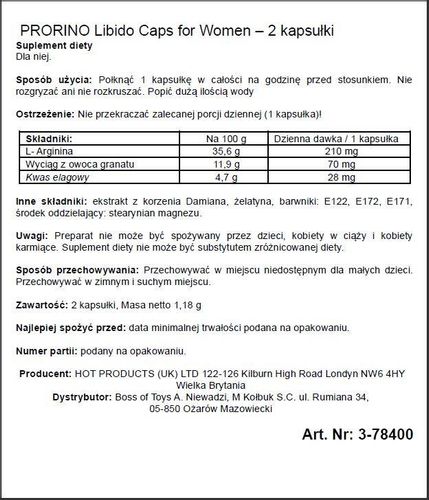 Tabletki Dla Pań - Prorino Libido Caps For Women na Arena.pl