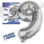 balon foliowy cyfra 9 duża 100 cm urodziny srebrna