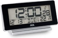 Budzik elektroniczny z kalendarzem termometrem ADE 12,5 x 4 x 8,5 cm czarny