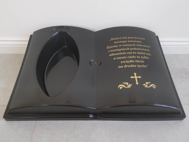 KSIĘGA na grób Podkład do stroików sztucznych Czarna gładka z doniczką zdjęcie 3