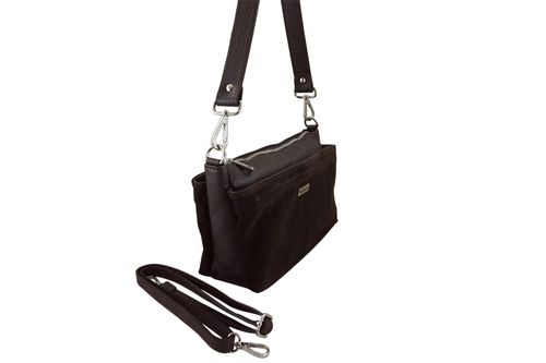 Pojemna torebka listonoszka ze skóry i zamszu - Brązowa ciemna na Arena.pl