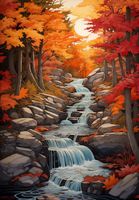 Plakat 68x98cm Jesienne Wodospady