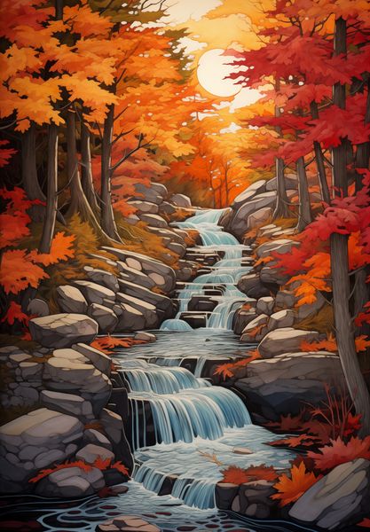 Plakat 68x98cm Jesienne Wodospady zdjęcie 1