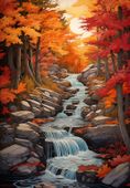 Plakat 68x98cm Jesienne Wodospady
