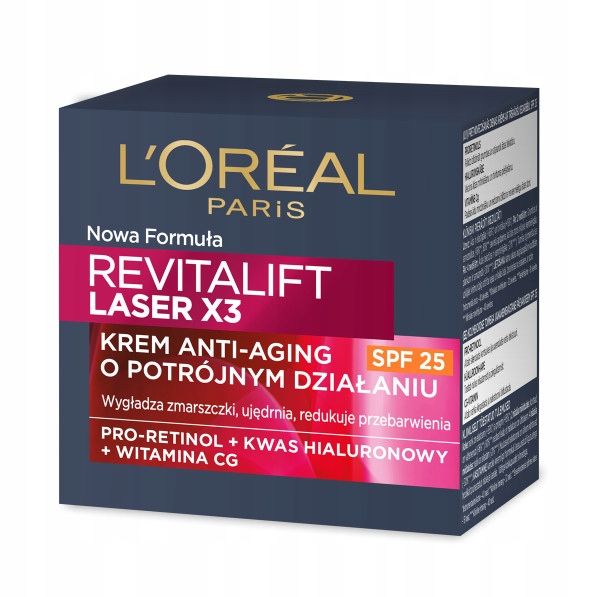 Loreal Revitalift Laser X3 Przeciwzmarszczkowy Krem Do Twarzy SPF25 50ml zdjęcie 2