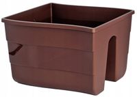 Doniczka na balustradę Wave 30 | Brąz, Kształt Prostokątny, Wymiary 28.5x29.5x20 cm, Kolor Brąz, Form-Plastik