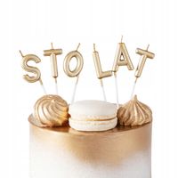 ŚWIECZKA URODZINOWA STO LAT LITERKI ZŁOTE NA IMPREZĘ URODZINOWĄ