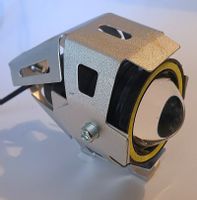 Halogen motocyklowy lampa 15W U7 LED z białym ringiem kolor srebrny