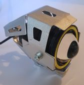 Halogen motocyklowy lampa 15W U7 LED z białym ringiem kolor srebrny