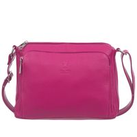 VERA PELLE torebka damska skórzana listonoszka z paskiem V535 fuksja