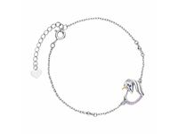 Rodowana srebrna bransoletka gwiazd celebrytka serce jednorożec cyrkonie srebro 925 Z1728BGR_VBL