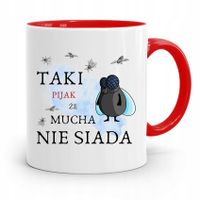 Dla Alkoholika Pijaka Kubek Czerwony Na Prezent Z Nadrukiem Ze Zdjęciem