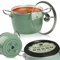 GARNEK TRADYCYJNY EMALIOWANY 5L ZIELONY BARYŁKA Z POKRYWKĄ GAZ INDUKCJA