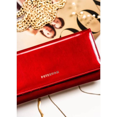 damski portfel czerwony z zamknięciem na zatrzask - peterson na Arena.pl
