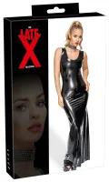 latex długa sukienka taliowana czarna maxi 0,35mm s
