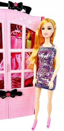 Szafa dla Lalek Garderoba dla Lalek Domek dla Lalek Akcesoria Lalka Różowa na Arena.pl