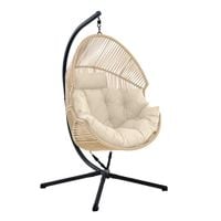Fotel wiszący kokon beżowy Na taras balkon Huśtawka