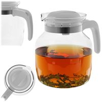 Dzbanek Do Herbaty Kawy Szklany 1,5L Żaroodporny Na Napoje Z Pokrywą Biały