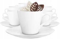 6 x BIAŁE FILIŻANKI ZE SPODKAMI 230 ml, DO KAWY