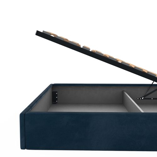 ŁÓŻKO TAPICEROWANE 160x200 ŁÓŻKO PODWÓJNE PREMIUM Z POJEMNIKIEM GRANATOWE na Arena.pl