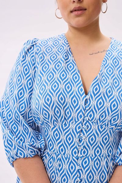 Blue shadow urocza sukienka TINA 42 niebieski wzór boho wiskoza zdjęcie 2