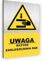 Tabliczka znak informacyjny 40x30 Srebrna RYZYKO ZAKLESZCZENIA Nierdzewna